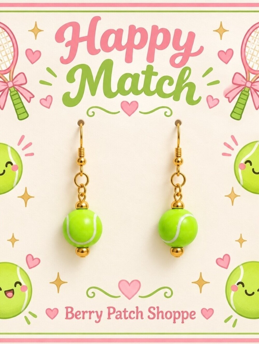 Tennis Ball Player Cutie Hypoallergenic Earrings